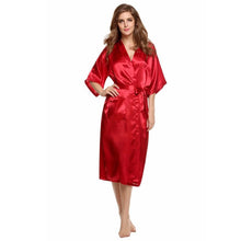 Load image into Gallery viewer, Red Plus Size Long Bride Bridesmaids Robe Sexy Lingerie Women's Wedding Party Kimono Robes Night Dress Woman Sleepwear Pajamas