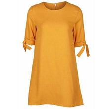 Load image into Gallery viewer, Office Wear Dress Mustard Yellow Robe Femme Ete 2019 New Arrival Sukienka Gowns Elegant Party Plain Dress Of Tulle Women Kleider