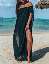 Load image into Gallery viewer, Off Shoulder Maxi Dress Slit Sukienka Women Robe Femme Ete 2019 Nightclub Black Red Short Sleeve Lady Party Mustard Yellow Dress