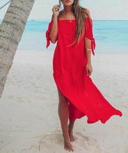Load image into Gallery viewer, Off Shoulder Maxi Dress Slit Sukienka Women Robe Femme Ete 2019 Nightclub Black Red Short Sleeve Lady Party Mustard Yellow Dress